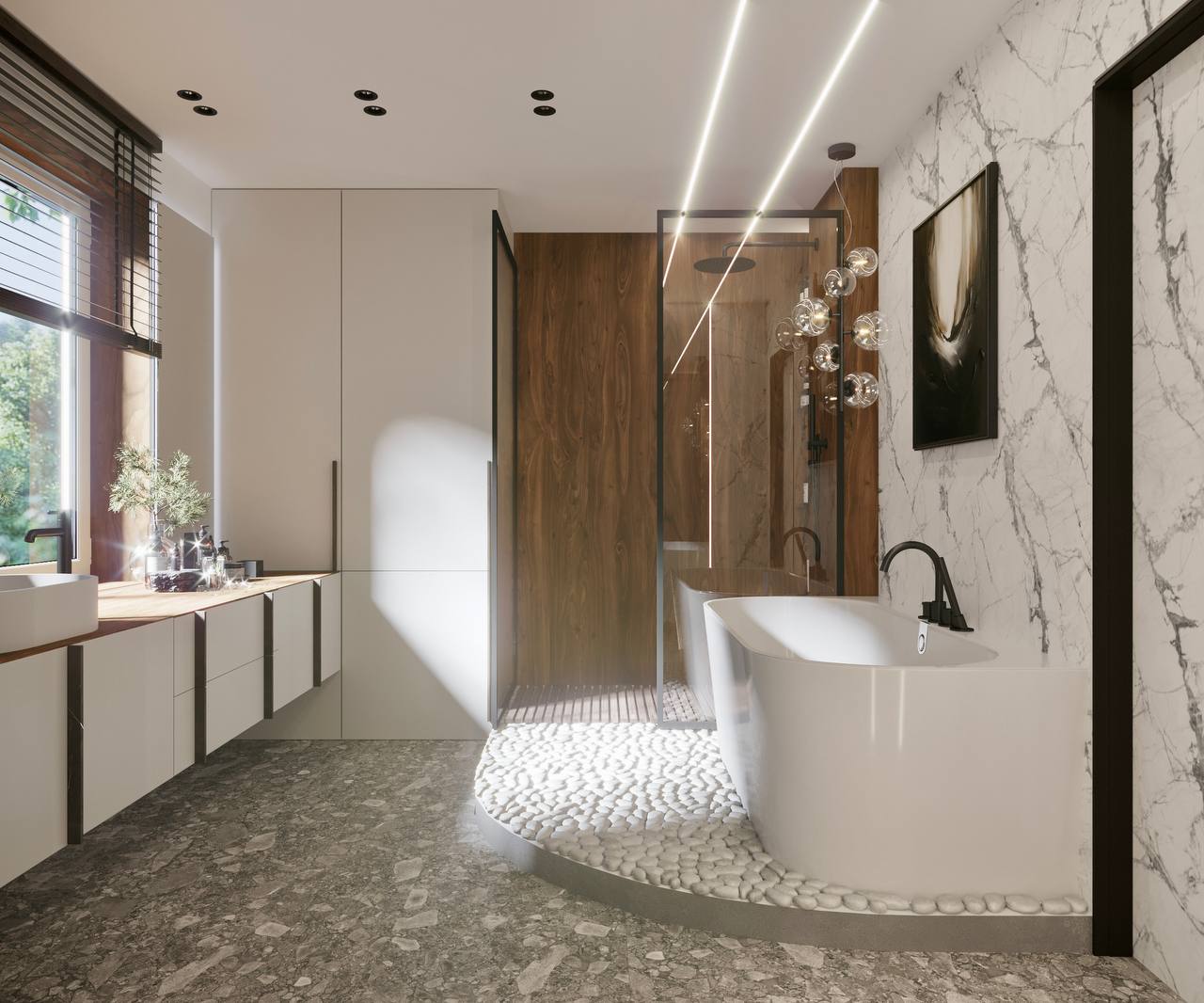 Дизайн интерьера ванной в загородном доме